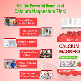 Vazatisi Gummies Calcium Magnésium Zinc 60 unités Framboise emballage