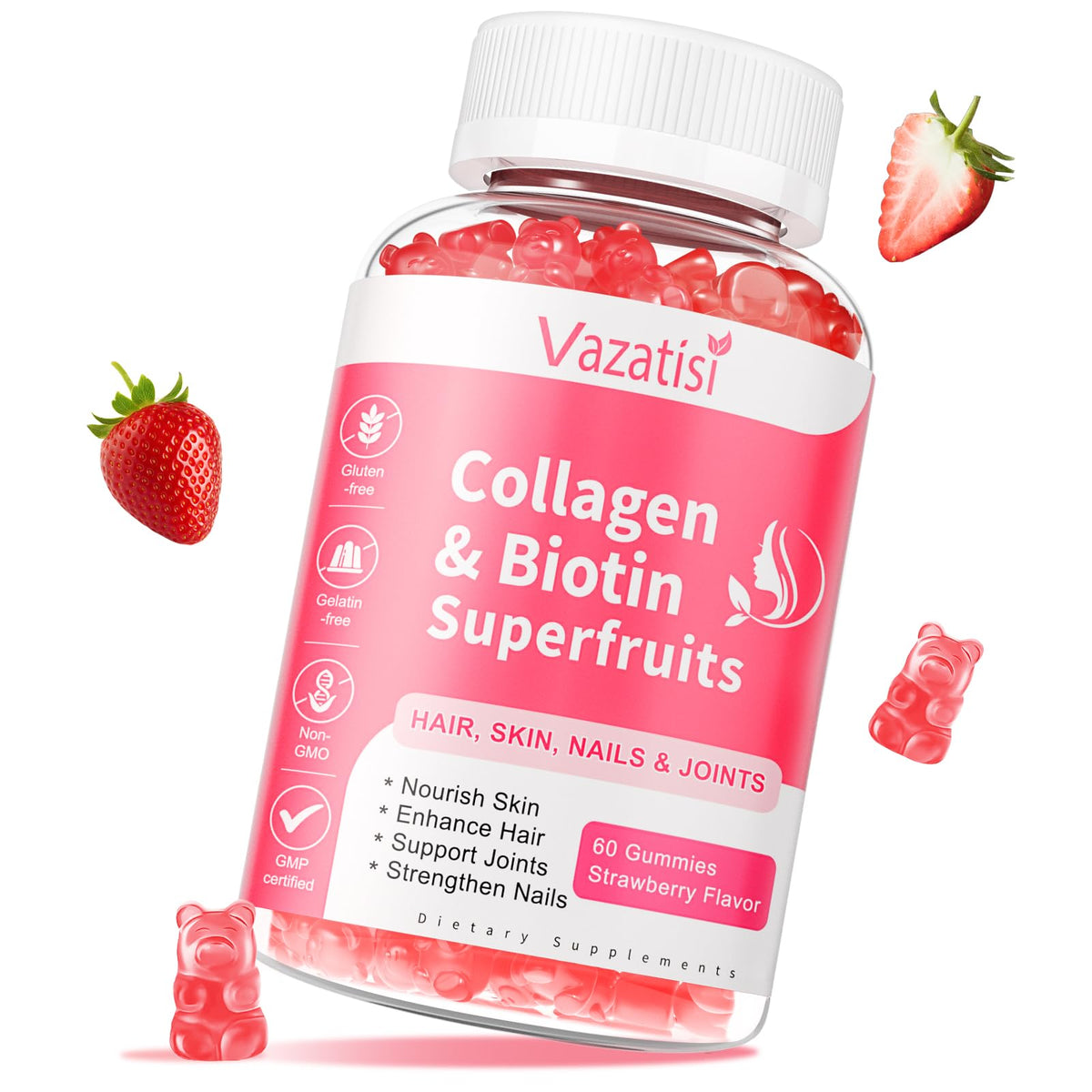 Vazatisi gummies collagène sans sucre 60 unités, vue de face