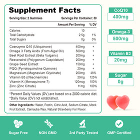 Vazatisi Gummies CoQ10 400MG avec Omega-3 et Vitamine B3, gummies en gros plan