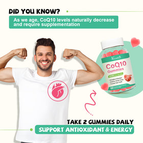 Vazatisi Gummies CoQ10 400MG avec Omega-3 et Vitamine B3, gummies sur une table