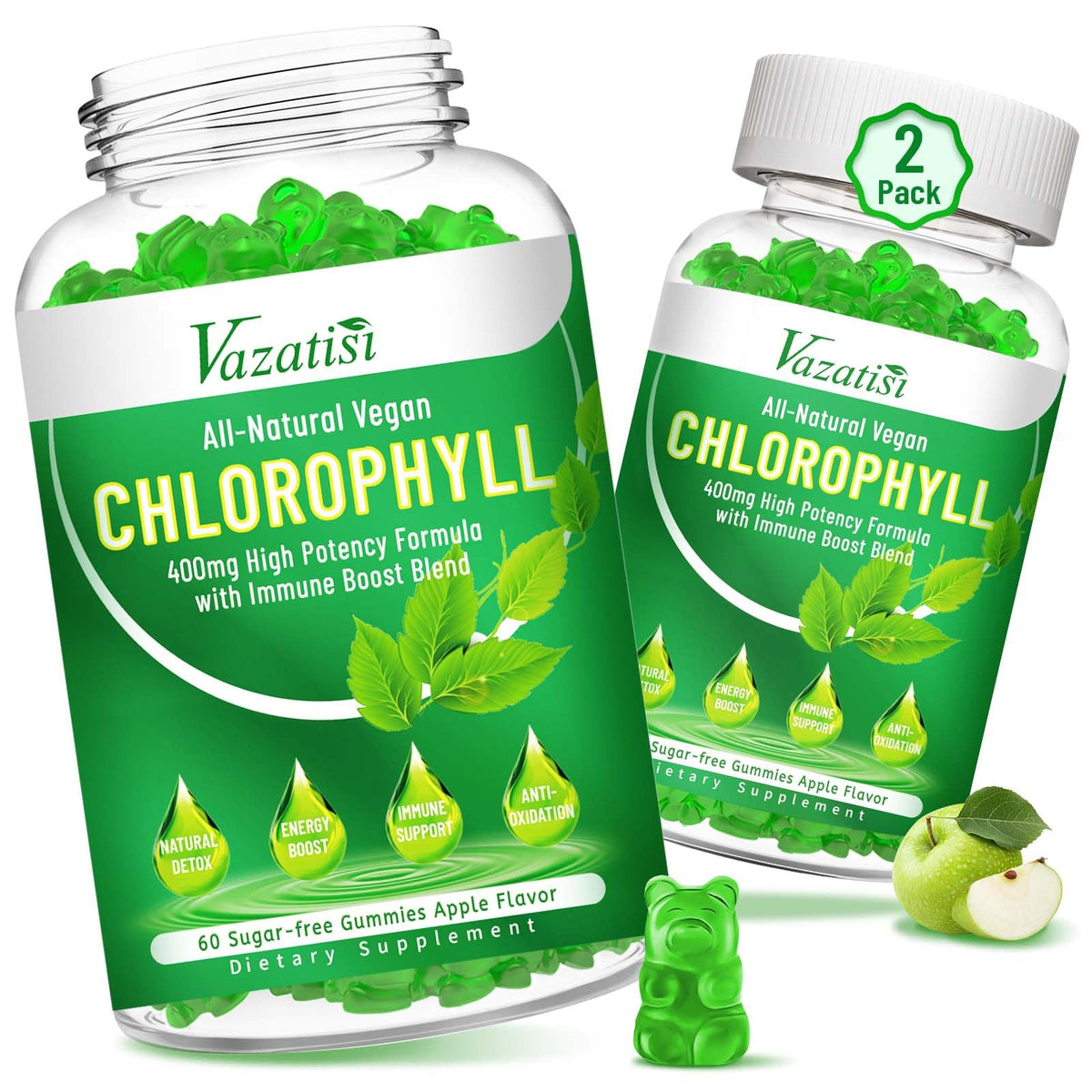 Vazatisi Gummies de Chlorophylle 13 en 1 en vue de face