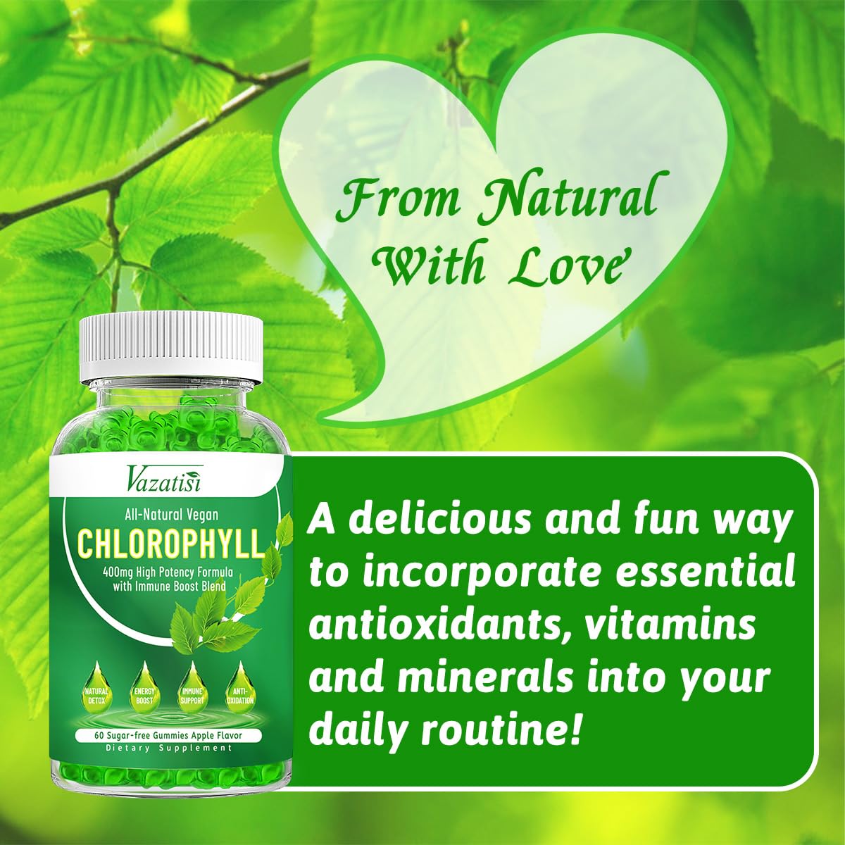 Vazatisi Gummies de Chlorophylle 60 Comp. avec d'autres compléments alimentaires