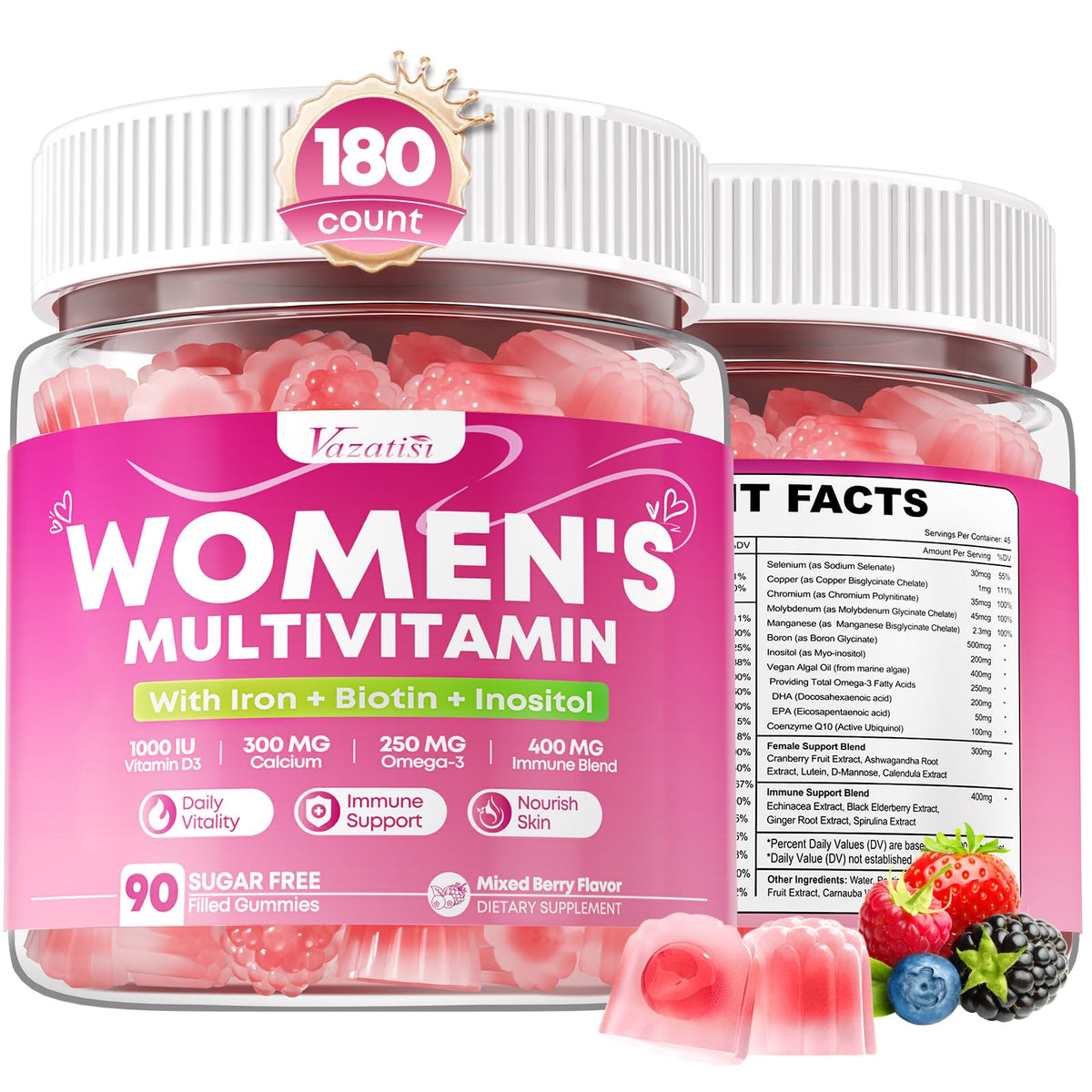 Vazatisi gummies multivitamines femmes 180 unités en flacon