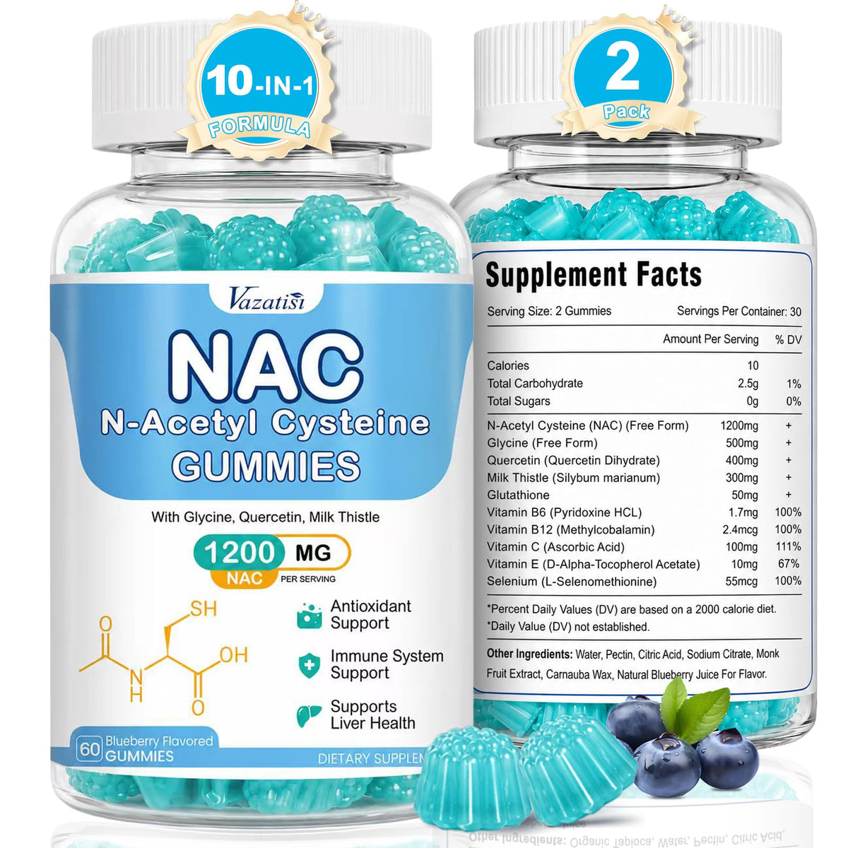 Vazatisi Gummies NAC 600 mg boîte vue de face