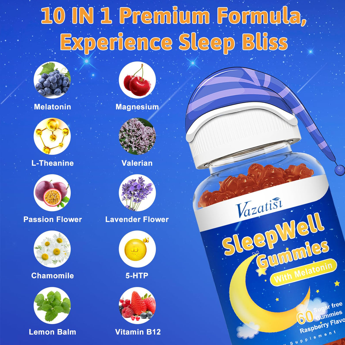Vazatisi Gummy de Sommeil, présentation des gummies ouverts