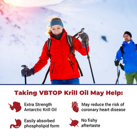 VBTOP Huile de Krill Antarctique 1200mg avec ingrédients sur l'étiquette