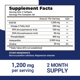 VBTOP Huile de Krill Antarctique 1200mg gélules sur fond blanc