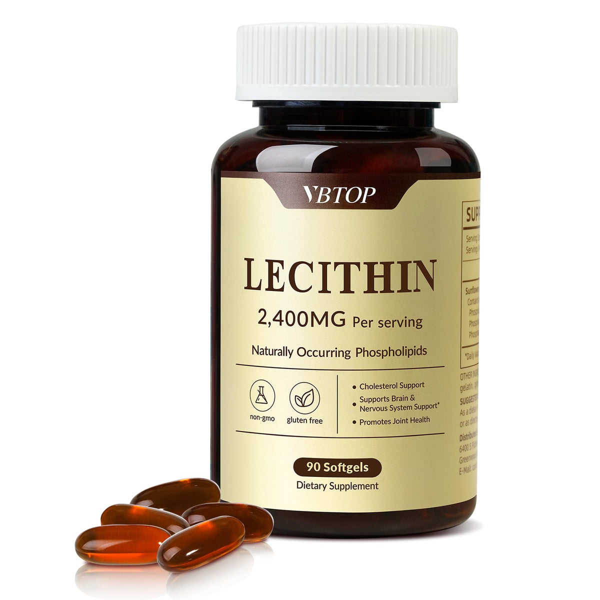 VBTOP Lécithine de Tournesol 2400 mg gélules molles avant