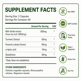 VBTOP NUTRA Extrait de Chardon-Marie 500 mg, capsules à l'intérieur du flacon