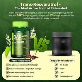 VCBIRD Complément Alimentaire NAD+ Resveratrol 1200mg avec des ingrédients naturels
