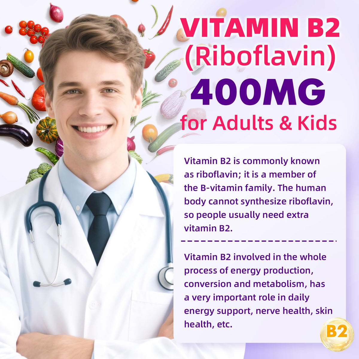 VCCHUYH Gummies Vitamine B2 400mg Framboise en gros plan