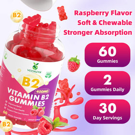 VCCHUYH Gummies Vitamine B2 400mg Framboise sur une table