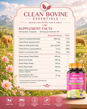 Vccvaa Complément Alimentaire Organes de Boeuf 120 Capsules vue arrière