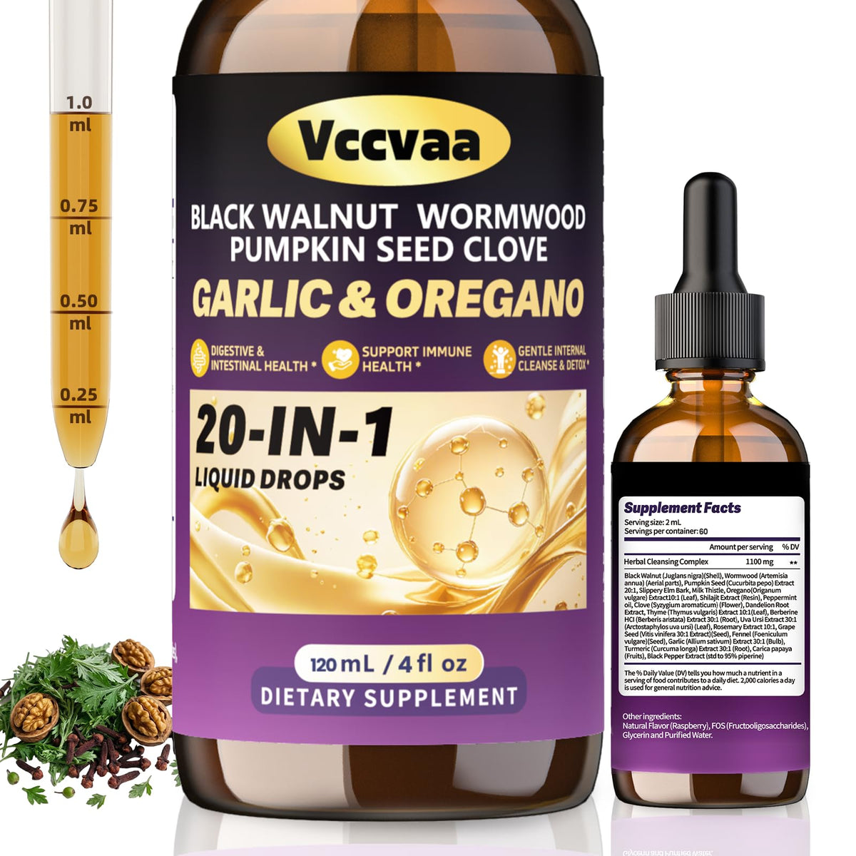 Vccvaa Nettoyage des Parasites 20-en-1 120 mL vue de face