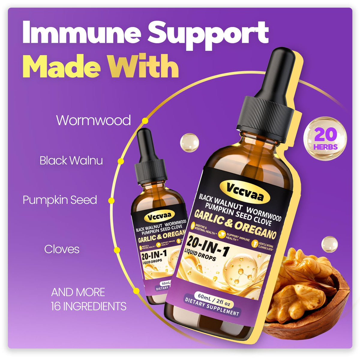 Vccvaa Nettoyage des Parasites 20-en-1 2 OZ étiquette