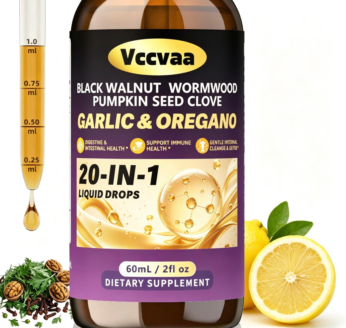 Vccvaa Nettoyage des Parasites 20-en-1 bouteille vue avant