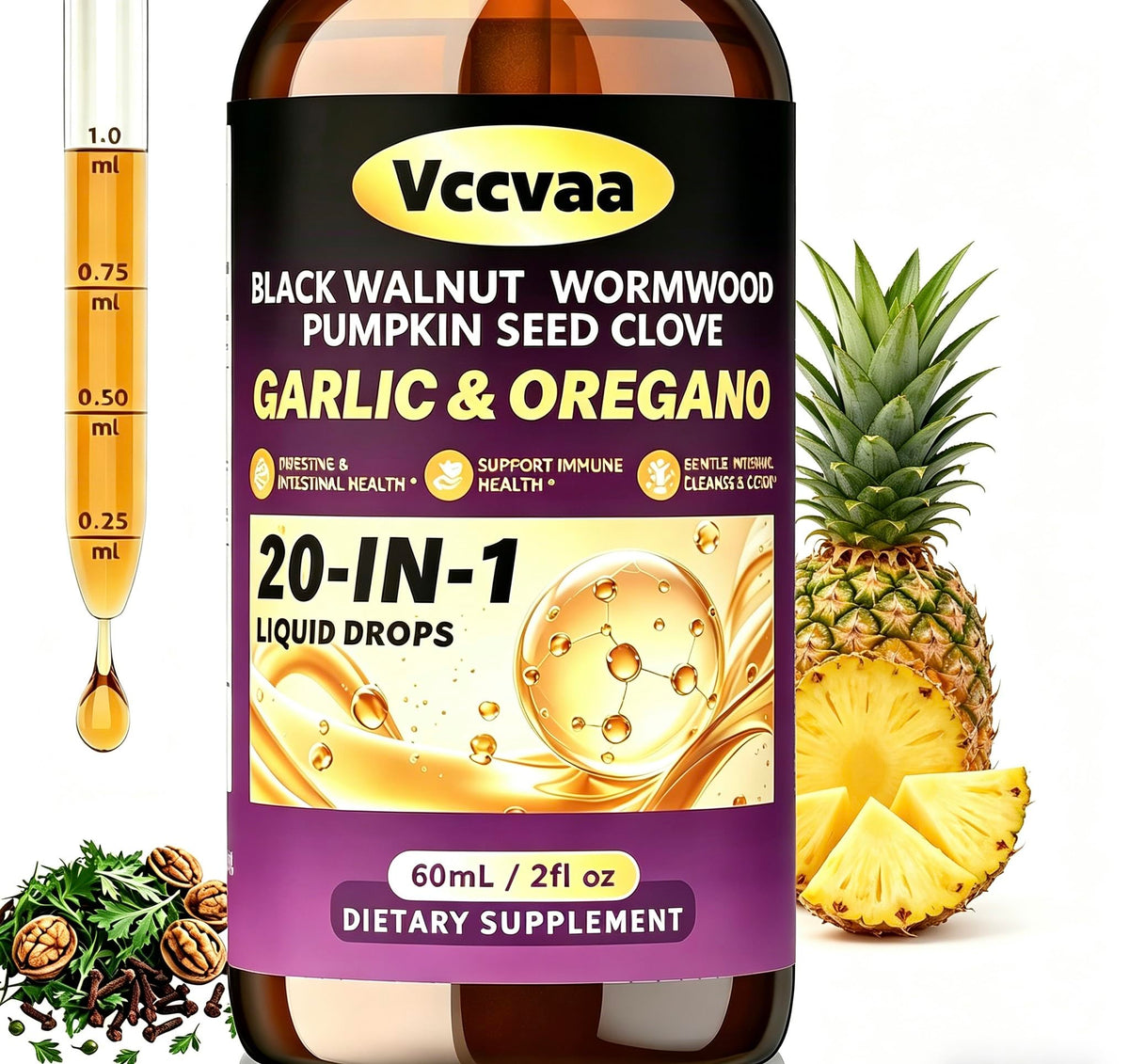 Vccvaa Nettoyage des Parasites 20-en-1 bouteille vue de face