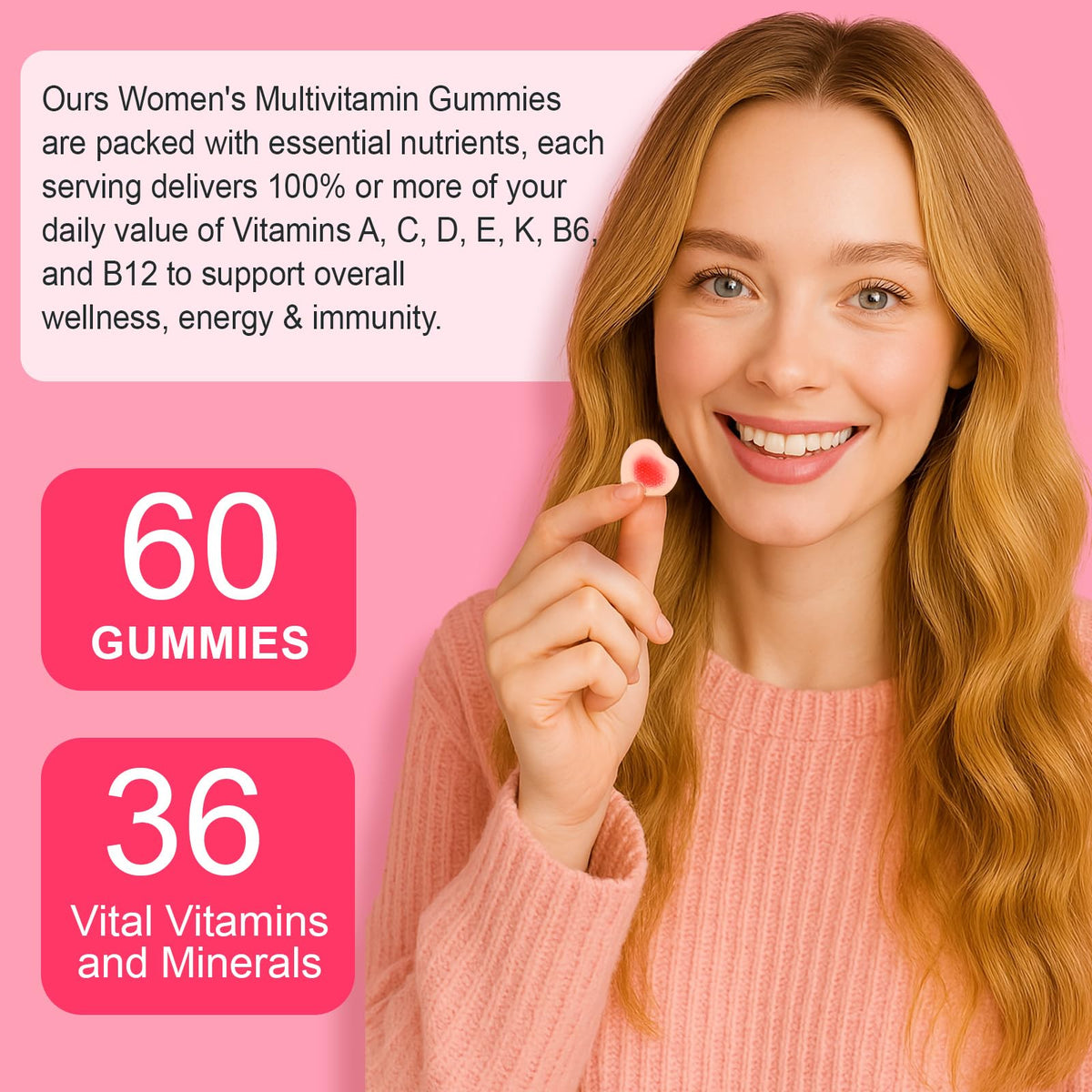 Vceeoy gummies multivitamines femmes, ingrédients sur l'emballage