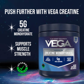 Vega Créatine Monohydrate Capsules 5g gélules sur fond blanc