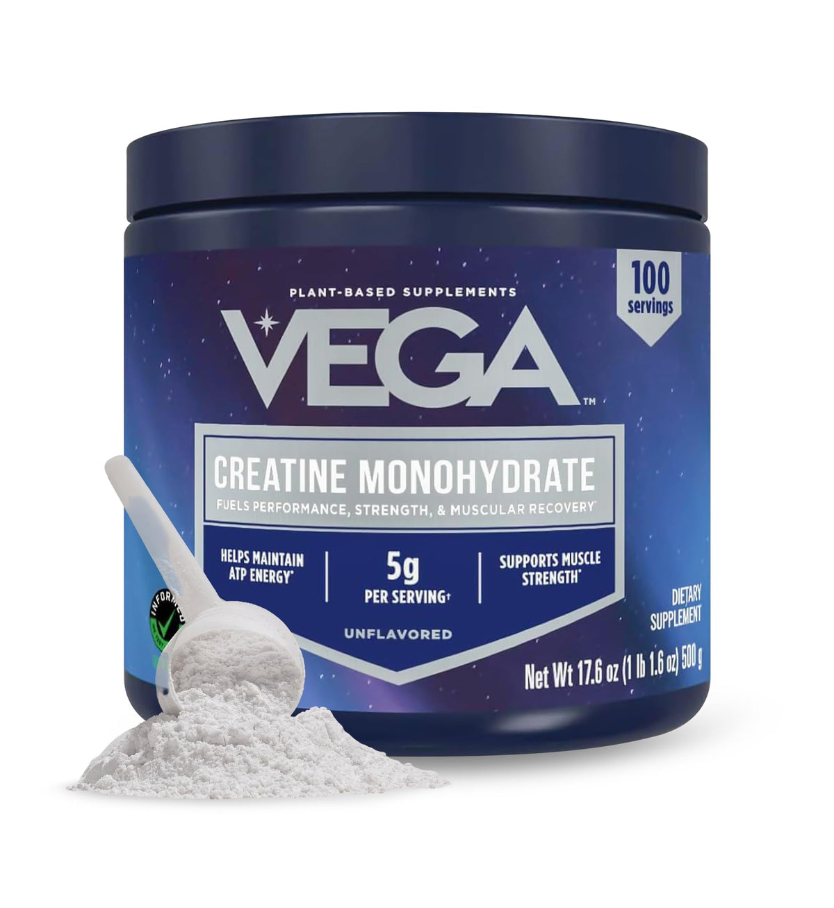 Vega Poudre de Créatine Monohydrate Micronisée 590g emballage