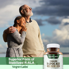 Vegan Labs Acide R-Lipoïque Stabilisé 300MG gélules végétales avec verre d'eau