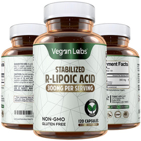 Vegan Labs Acide R-Lipoïque Stabilisé 300MG gélules végétales vue de face