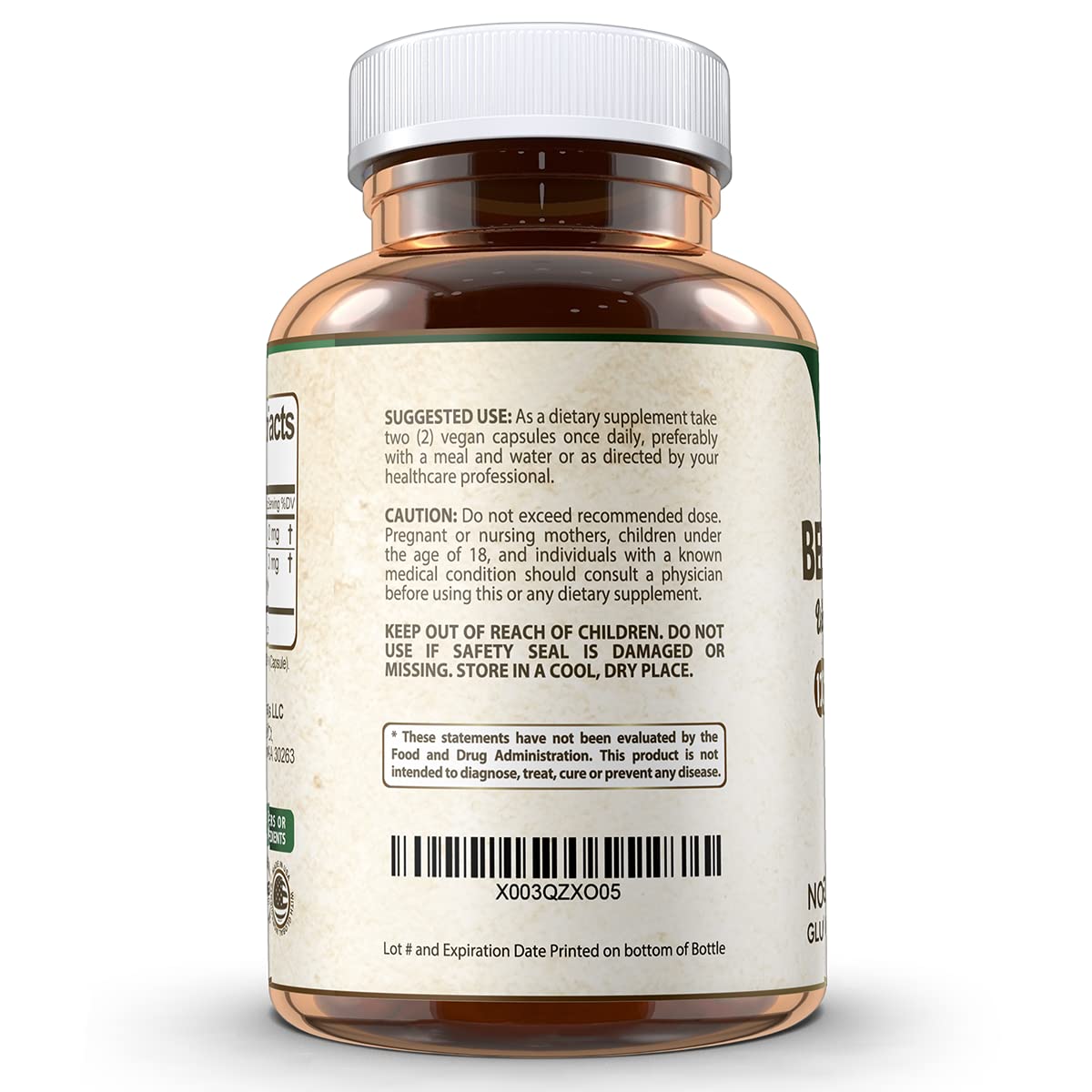 Vegan Labs Berberine HCL 1200MG capsules avec étiquette visible