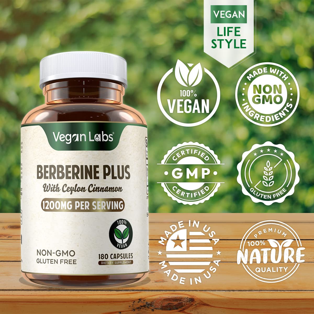 Vegan Labs Berberine HCL 1200MG capsules ouvertes montrant leur taille