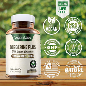 Vegan Labs Berberine HCL 1200MG capsules ouvertes montrant leur taille