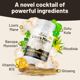 Vegan Vitality Champignon Lion's Mane 120 capsules avec étiquette