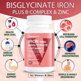 VEGEPOWER Fer Bisglycinate 30 mg 90 capsules côté droit