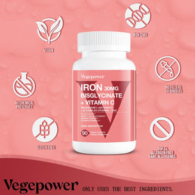 VEGEPOWER Fer Bisglycinate 30 mg 90 capsules dans un cadre de style de vie sain