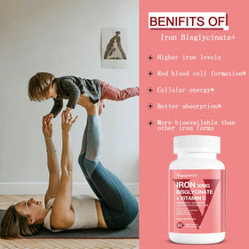 VEGEPOWER Fer Bisglycinate 30mg 60 Capsules Végétales sur une table