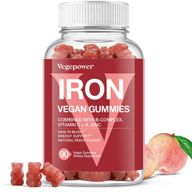 VEGEPOWER Gummies Fer Vegan Pêche 90 unités vue avant
