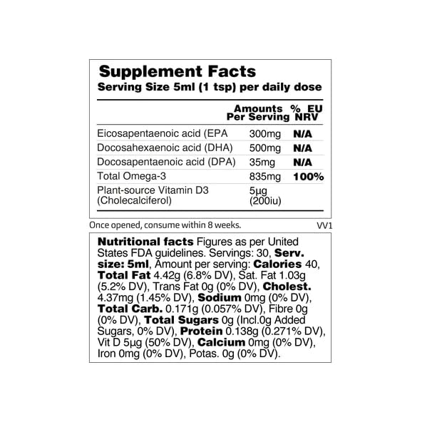 VEGETOLOGY Omega 3 Végétalien 800mg ingrédients