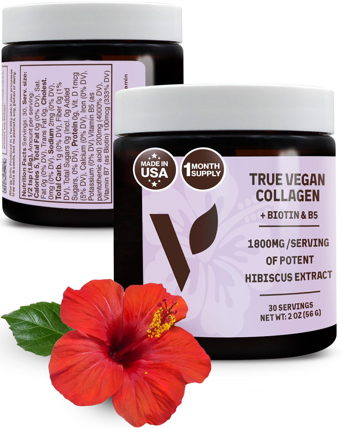 Veggimins Collagène Végan Hibiscus 181g - vue avant du produit