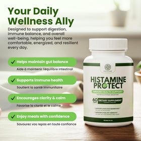 Velluré Histamine Protect avec étiquette et informations nutritionnelles