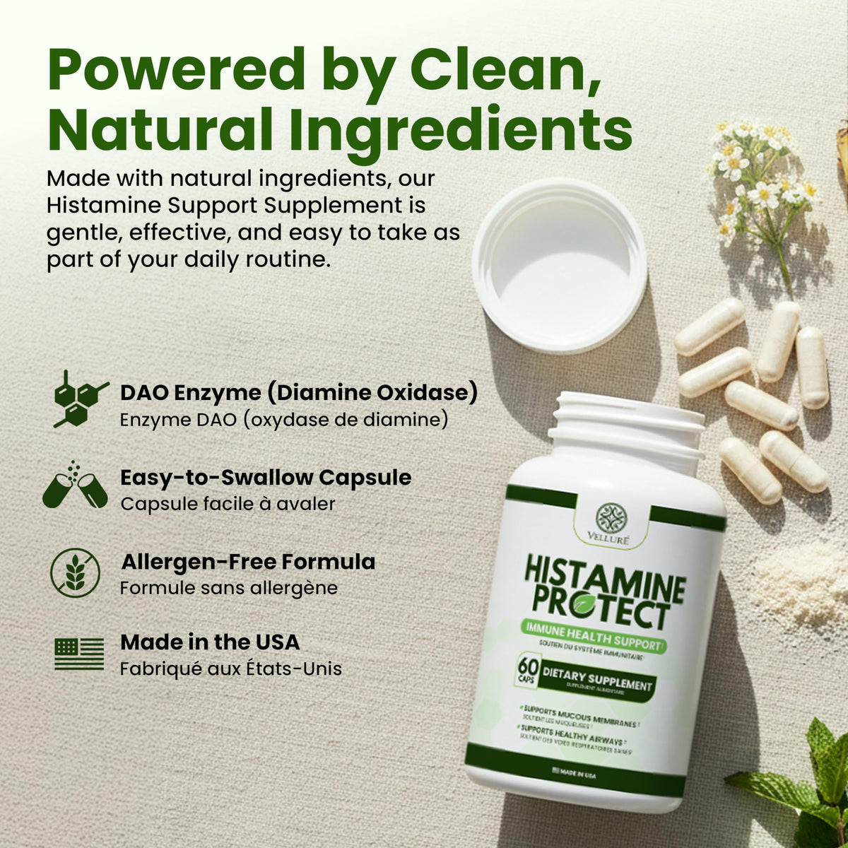 Velluré Histamine Protect sur fond de cuisine