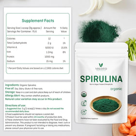 VELOTO Poudre de Spiruline Bio 240g mélange dans un smoothie