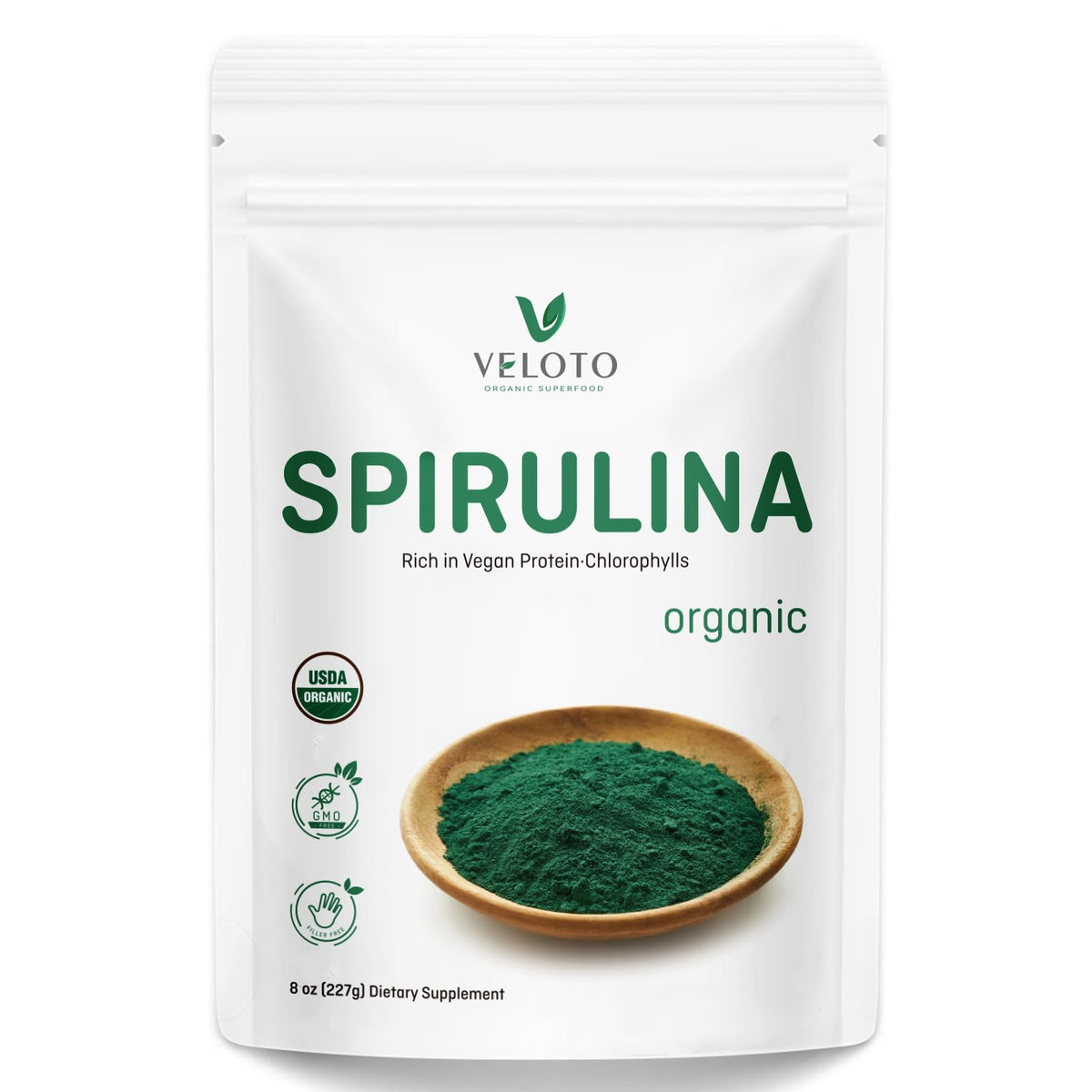 VELOTO Poudre de Spiruline Bio 240g paquet avant