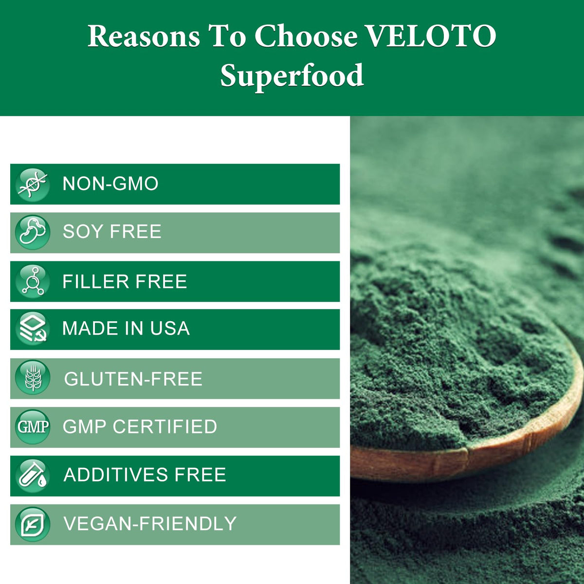 VELOTO Poudre de Spiruline Bio 240g vue de côté