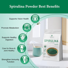 VELOTO Poudre de Spiruline Biologique 480g en mélange avec du yaourt