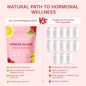 Veltracha Complément Alimentaire Femme Framboise Citron sur une table avec des fruits