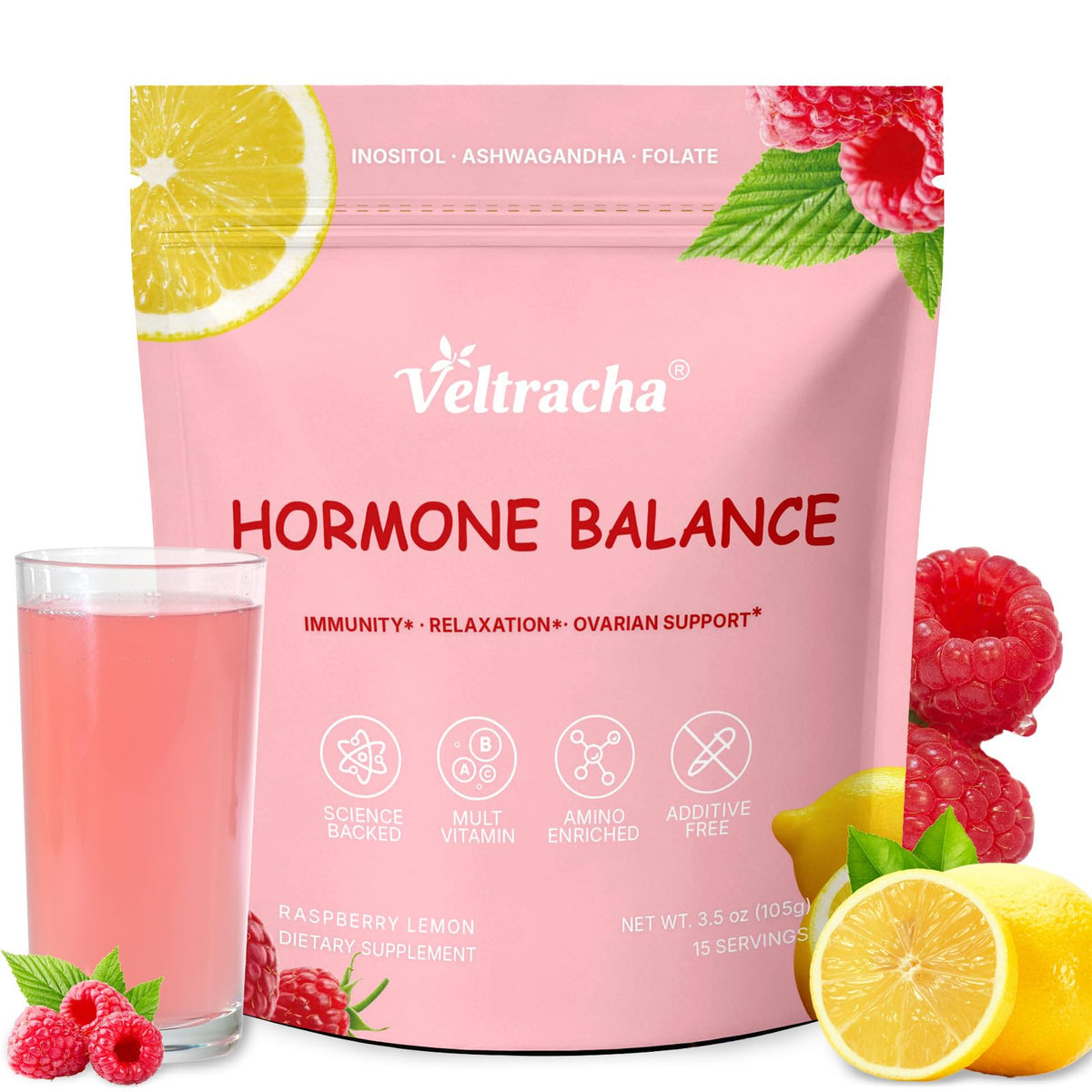 Veltracha Complément Alimentaire Femme Framboise Citron vue de face