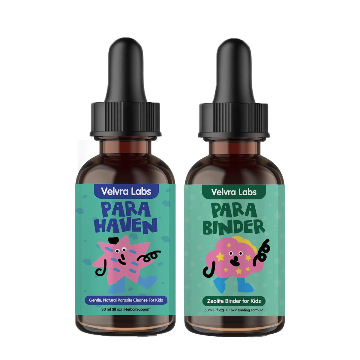 Velvra Labs Nettoyage des Parasites pour Enfants 200g, bouteille vue de face