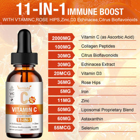 Vemluta gouttes de vitamine C liposomale 2000mg dosage sur cuillère