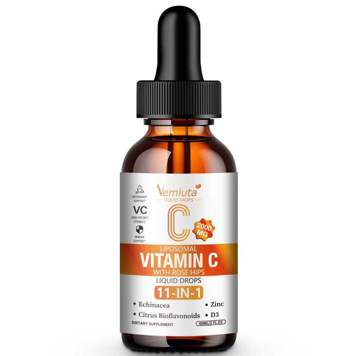 Vemluta gouttes de vitamine C liposomale 2000mg flacon avant