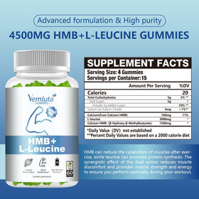 Vemluta Gummies HMB et Leucine 4500mg, emballage