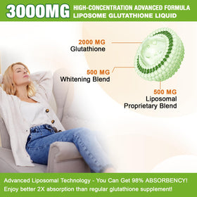 Vemluta Liposomal Glutathione 3000mg gouttes sur fond blanc