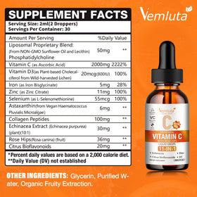 Vemluta Liposomal Vitamine C 2000mg flacon arrière
